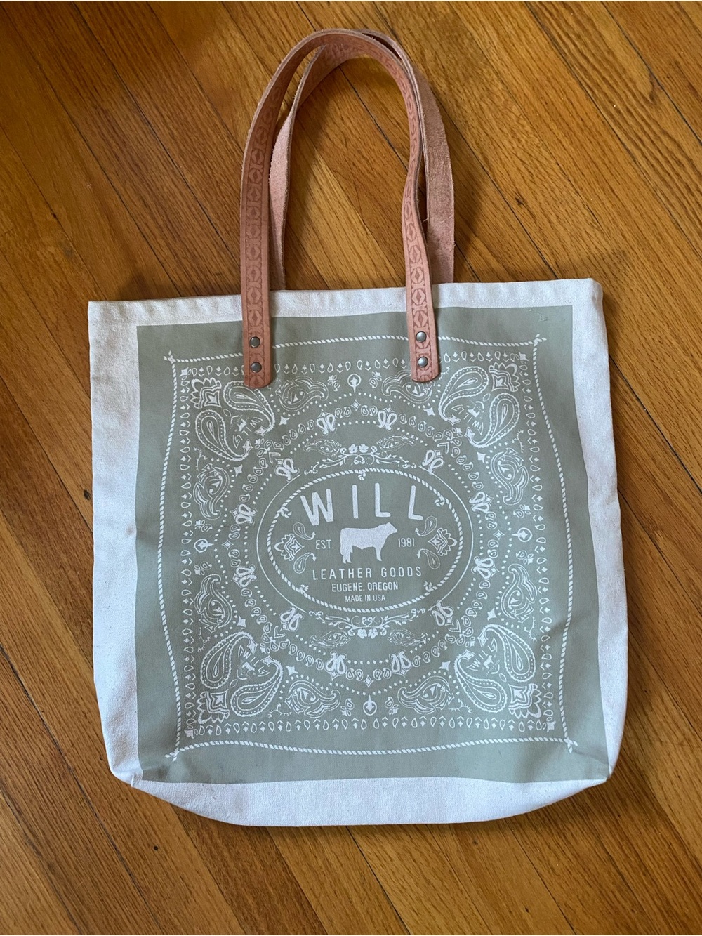 Will Leather Goods Sage Canvas Tote with Bandana Logo